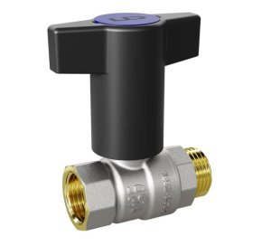 Кран шаровой LD Pride 3/4", ВР-НР, черн. высокая ручка, никель