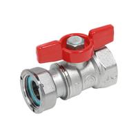 Кран шаровой Giacomini 1/2"-3/4", ВР-накидная гайка, красн. бабочка, хром