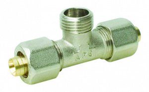 Тройник АРЕ цанговый с 2 адапт. НР 3/4"х26