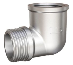 Угол 90 гр Pride DN15 (1/2"), ВР/НР, латунь никель LD