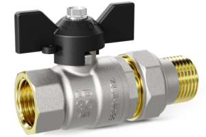 Кран шаровой LD Pride 1 1/4", ВР-"американка", черн. бабочка, никель