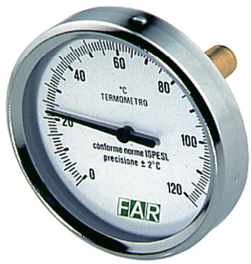 Термометр 1/2", торцевое соединение, 0...120°С, зонд 50 мм, ф80 мм FAR
