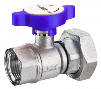 Кран шаровой FAR 1"-1 1/2", ВР-накидная гайка EPDM, син. бабочка под термометр, хром