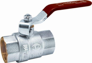 Кран шаровой Euros 1/2", ВР, красн. рычаг, никель