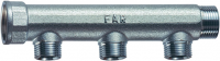 Коллектор 3/4", ВР-НР, 3 отвода 1/2", НР, межосевое 50 мм, плоское уплотнение FAR