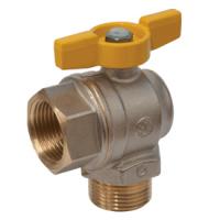 Кран шаровой Giacomini 3/4", ВР-НР, угловой, желт. бабочка, для газа, никель