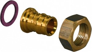 Штуцер Q&E с накидной гайкой 25-G3/4" '45Ф, DR-латунь, Uponor