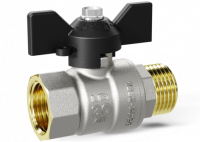 Кран шаровой LD Pride 1 1/4", ВР-НР, черн. бабочка, никель