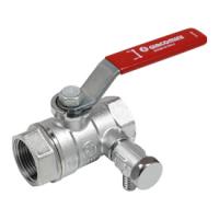 Кран шаровой Giacomini 1", ВР, с дренажем, красн. рычаг, хром
