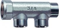 Коллектор 3/4", ВР-НР, 2 отвода 1/2", НР, межосевое 36 мм FAR