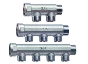 Коллектор 1" (ВР-НР) с 4 отв. 1/2" НР (межосев. 36 мм), EU