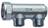 Коллектор концевой 1", ВР, 2 отвода 1/2", НР, межосевое 36 мм FAR