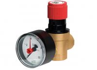 Клапан предохранительный 1/2", ВР, с манометром, 8 бар