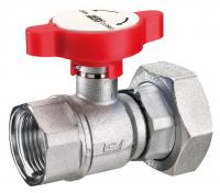 Кран шаровой FAR 1"-1 1/2", ВР-накидная гайка EPDM, красн. бабочка под термометр, хром