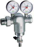 Фильтр 1 1/2", из DZR латуни, с манометром, хромированный FAR