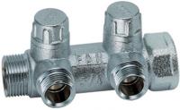 Коллектор запорный 1", ВР-НР, 2 отвода 3/4"EU, НР FAR