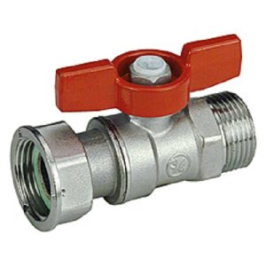 Кран шаровой Giacomini 3/4", НР-накидная гайка, для счетчиков, красн. бабочка, хром