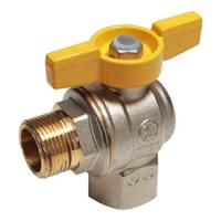 Кран шаровой Giacomini 1", ВР-НР, угловой, желт. бабочка, для газа, никель