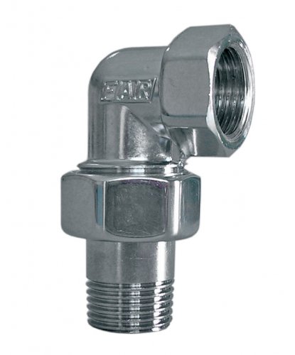 Фитинг угловой трехразъемный 1/2", покрытие серебро FAR