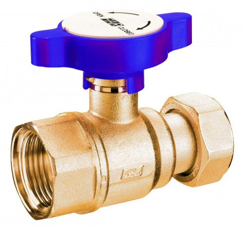 Кран шаровой FAR 3/4"-1", ВР-накидная гайка EPDM, син. бабочка под термометр