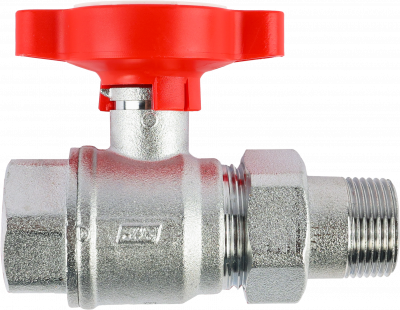 Кран шаровой FAR 3/4", ВР-"американка", красн. бабочка под термометр, хром