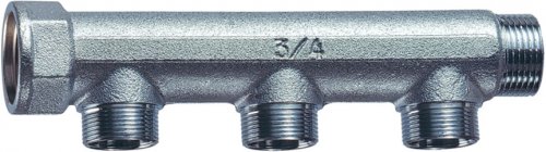 Коллектор 1 1/4", ВР-НР, 3 отвода М24х19, межосевое 50 мм FAR