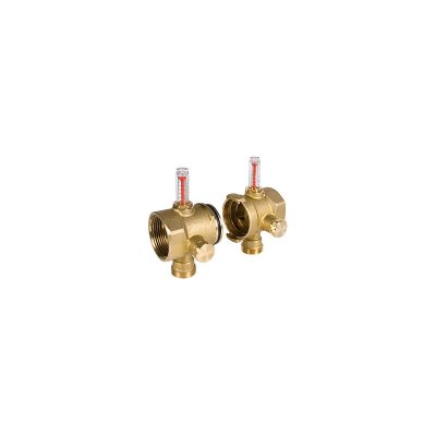 Пара концевых элементов коллектора быстрого монтажа 1" x 3/4"E x DN32 с расходомером и отсечным/баланс. клапаном
