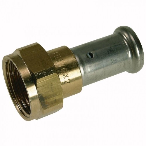 Муфта накидная гайка, плоское уплотнение, латунь пресс, 16х1/2" Henco