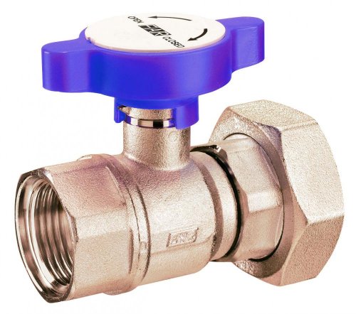 Кран шаровой FAR 1"-1 1/2", ВР-накидная гайка EPDM, син. бабочка под термометр