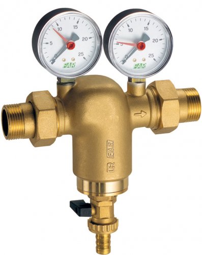 Фильтр латун., 2" американка, с манометром, 300мкм, Max: 95 °C, 25 бар