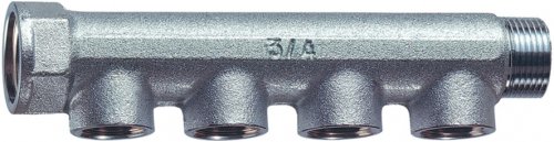 Коллектор 1" с 4 отвод. 1/2"ВР, (межосев. 36 мм)
