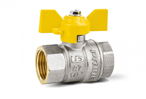 Кран шаровой LD Pride 1", ВР, желт. бабочка, для газа никель