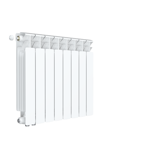 Радиатор биметалл Rifar Base Ventil 500 8 секций, подкл нижнее левое, RAL 9016 глянцевый