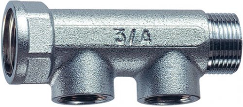 Коллектор 1" ВР-НР с 2 отводами 1/2" ВР (межосевое 36 мм)