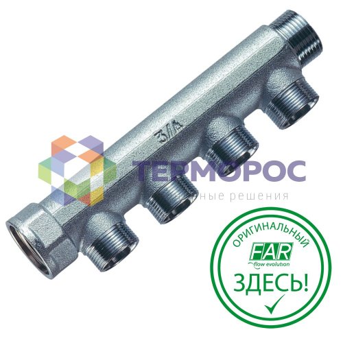 Коллектор 3/4", ВР-НР, 4 отвода М24х19, межосевое 36 мм FAR