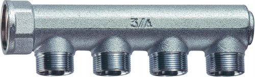 Коллектор концевой 3/4" с 4 отвод. 36мм, М24х19