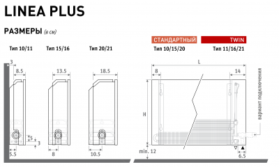 Конвектор настенный Jaga Linea Plus H20 L060 T10, цвет 104