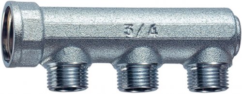 Коллектор концевой 1", ВР, 3 отвода 1/2", НР, межосевое 36 мм FAR