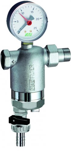 Фильтр 1", ВР-НР, 100 мкм, с магнитной вставкой, с манометром, Tmax: 95 °С, 25 бар FAR