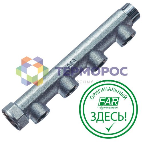 Коллектор 1", ВР-НР, 4 отвода 1/2", ВР, межосевое 50 мм FAR