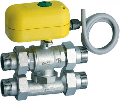 Кран шаровой 3-х ход., с сервоприводом, 1", НР-НР, зонный, 220 В, с байпасом FAR