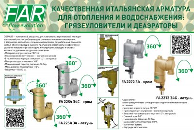 Дешламатор (сепаратор шлама) 1 1/2", с магнитом, со сливным краном, верхнее отверстие 1/2" FAR