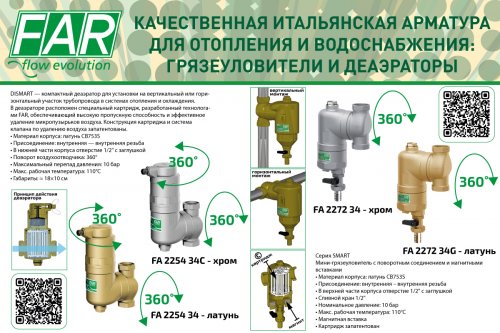 Дешламатор (сепаратор шлама) 1 1/2", с магнитом, со сливным краном, верхнее отверстие 1/2" FAR