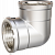 Угол Pride 90 гр, DN40, 1 1/2", ВР-ВР, латунь, никель, LD