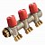 Коллектор VBS с красными вентилями, 3/4"НР под евроконус, 3/4" - 2xEK