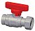 Кран шаровой FAR 3/4", НР-накидная гайка EPDM, красн. бабочка, хром