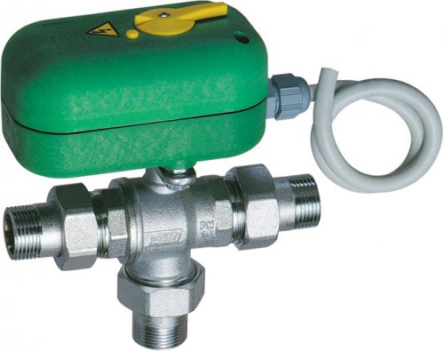 Кран шаровой 3-х ход., с сервоприводом, 1 1/4", НР-НР, зонный, 220 В, с ручной деблокировкой FAR
