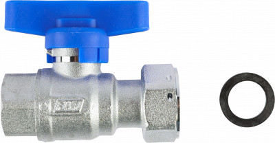 Кран шаровой FAR 1/2", ВР-накидная гайка EPDM, син. бабочка, хром