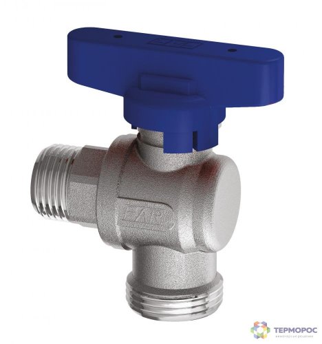 Кран шаровой FAR 3/4"EU(TP)-1/2", НР, угловой, син. бабочка, хром