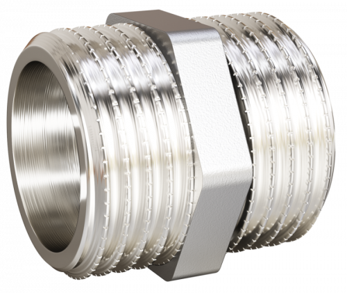Ниппель прямой LD Pride DN50 (2") НР/НР латунь никель